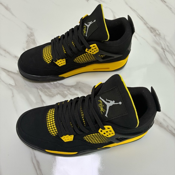 Jordan 4 Man Black and Yellow Sneakers - Picture 3 of 6